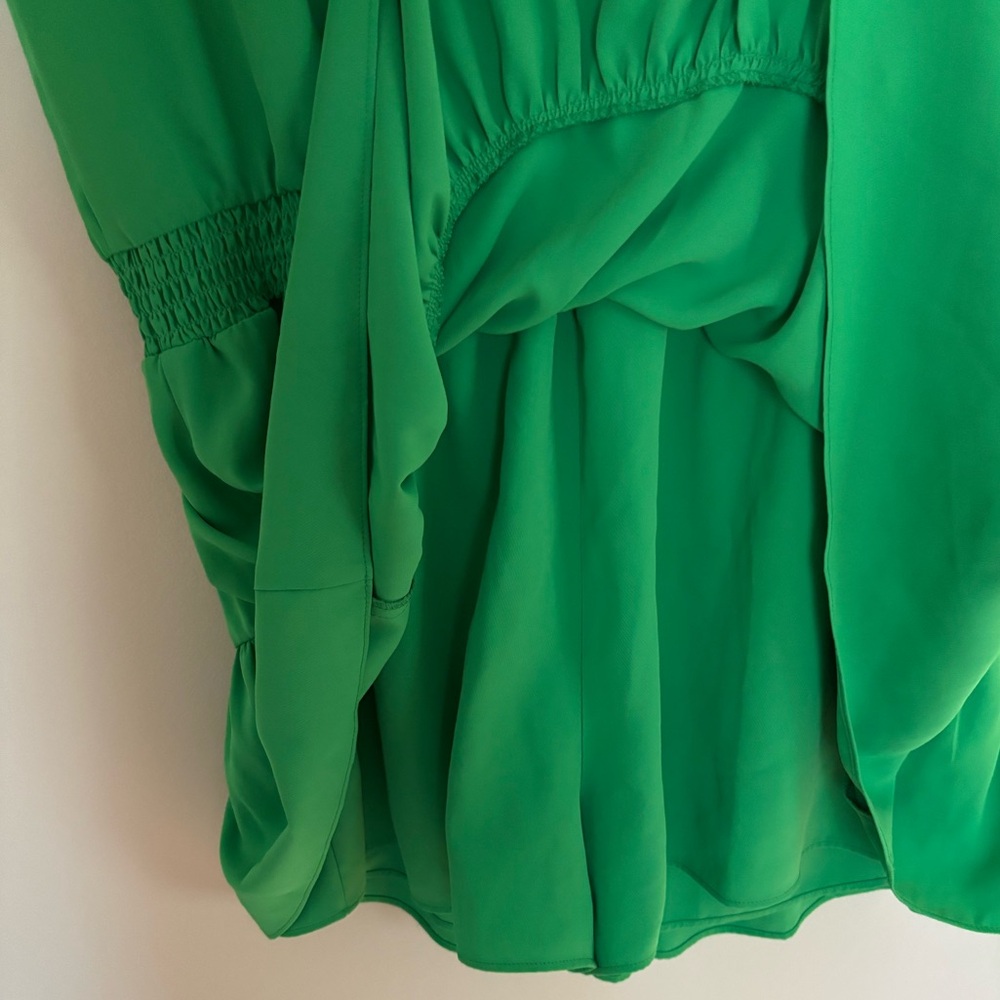 Amanda Uprichard Marsha Grass Green Elastic Skort Blouson Romper Dress Sz M - Picture 5 of 5